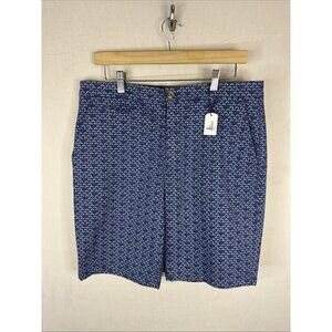 Johnnie-O Y2K Print Shorts Men 34 Blue Cars Stretch Golf Preppy NWT 9”